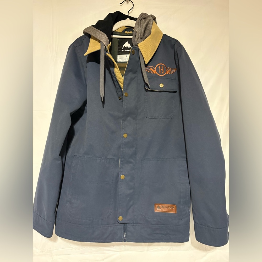 Burton Navy Hooded Field Jacket with Tan Corduroy Collar